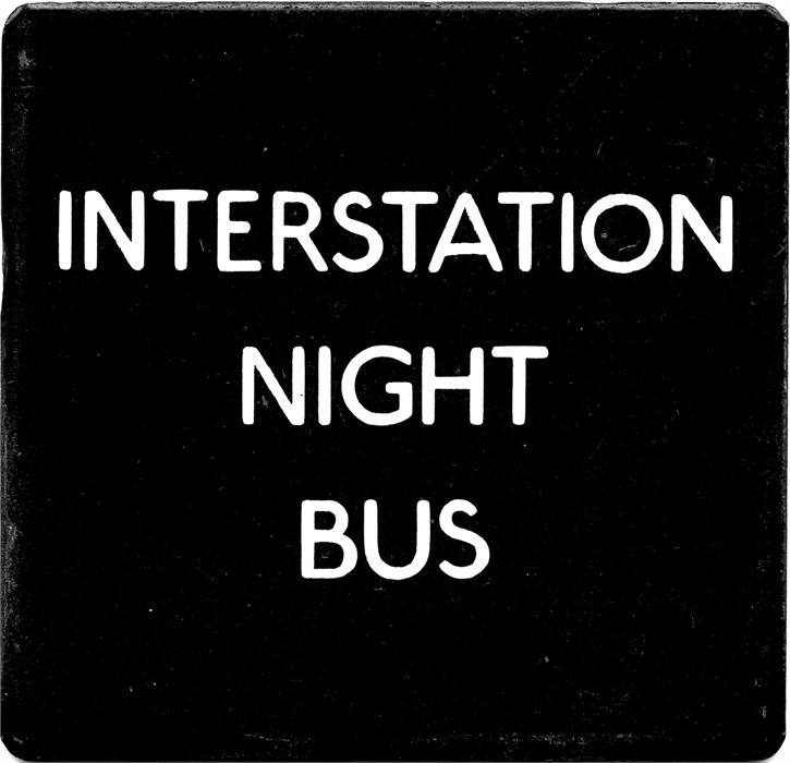 London Transport bus stop enamel E-PLATE for the 'Interstation Night Bus' in white lettering on a
