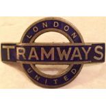 London United Tramways Driver's & Conductor's CAP BADGE dating from 1924-1933. Based on the