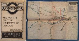 1919 London Underground MAP OF THE ELECTRIC RAILWAYS OF LONDON 'What to See & How to See it' with