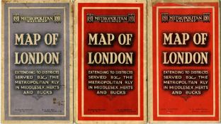 Selection of Metropolitan Railway MAPS OF LONDON from the series of Underground maps produced by