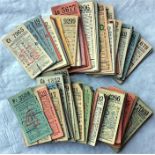 Collection of London Transport 1940s geographical PUNCH TICKETS for routes 99 to 116/117. Tickets