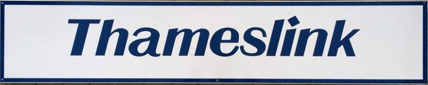 An enamelled, flanged aluminium STATION SIGN 'Thameslink' which is believed by vendor to have been
