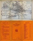 1920s Great Western Railway (GWR) linen-card POCKET MAP. A fold-out map of the company's network