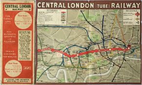 1912 Central London Railway POCKET MAP titled 'Cen