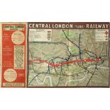 1912 Central London Railway POCKET MAP titled 'Cen