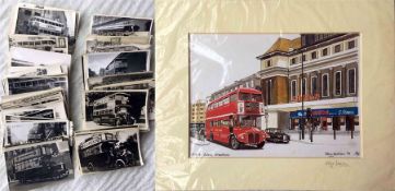 Quantity of London bus b&w postcard-size PHOTOGRAP