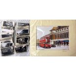 Quantity of London bus b&w postcard-size PHOTOGRAP