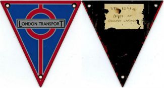 London Transport enamel BUS RADIATOR TRIANGLE PLAT