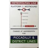 Early 1960s London Underground flanged enamel LINE