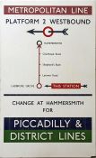 Early 1960s London Underground flanged enamel LINE