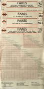 London Transport bus/coach paper FARECHARTS (RT/RF