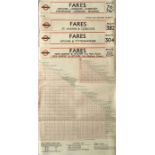 London Transport bus/coach paper FARECHARTS (RT/RF