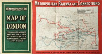 c1928/29 Metropolitan Railway MAP OF LONDON 'Metro