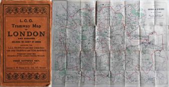 c1910 LCC TRAMWAY MAP of London and Suburbs 'showi