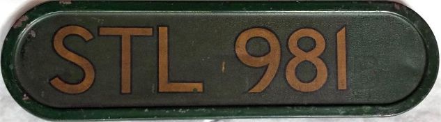 London Transport bus FLEETNUMBER BONNET PLATE from