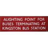 London Transport bus stop enamel Q-PLATE 'Alightin