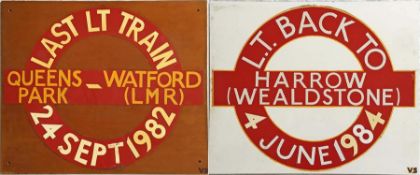 London Underground TRAIN HEADBOARDS commemorating
