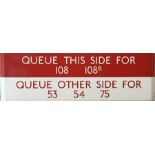 London Transport bus stop enamel Q-PLATE 'Queue th