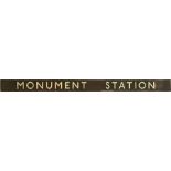 London Underground enamel on bronze SIGN 'Monument