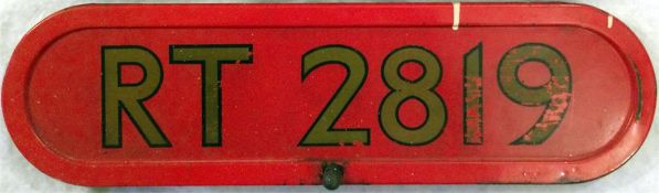 London Transport RT bus BONNET FLEETNUMBER PLATE f