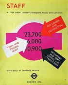 Original 1945 London Transport POSTER 'Staff' by J