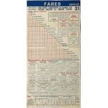 LCC Tramways paper FARECHART for Kingsway Subway r