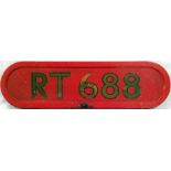 London Transport RT bus BONNET FLEETNUMBER PLATE f