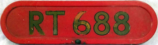 London Transport RT bus BONNET FLEETNUMBER PLATE f