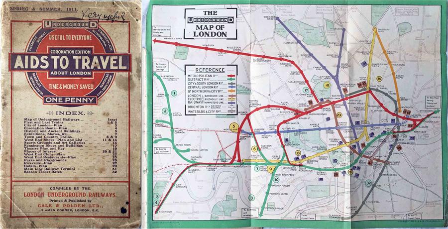 1911 London Underground Railways 'Aids to Travel' - Image 2 of 2