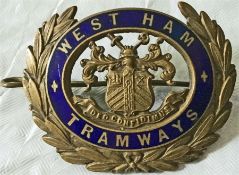 West Ham Corporation Tramways CAP BADGE issued to