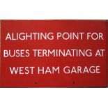 London Transport bus stop enamel Q-PLATE 'Alightin