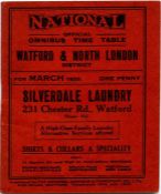 1928 National Omnibus & Transport Co TIMETABLE for