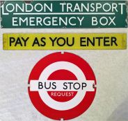 London Transport BUS SIGNS comprising a 1950s/60s