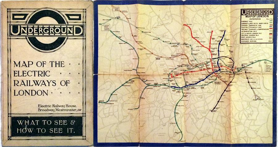 1919 London Underground MAP OF THE ELECTRIC RAILWA