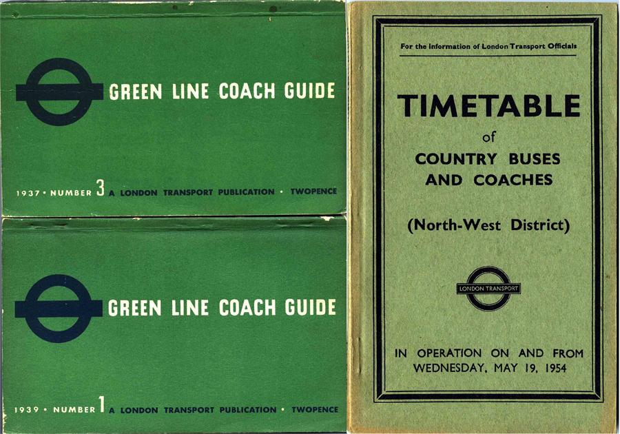 London Transport TIMETABLE BOOKLETS comprising Gre
