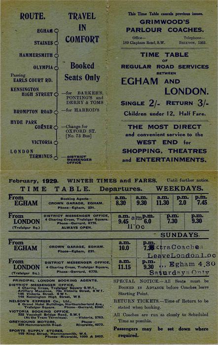 1929 TIMETABLE for Grimwood's Parlour Coaches 'Reg - Image 3 of 4