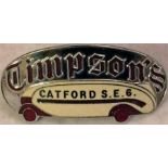 "Timpson's'' coach driver's CAP BADGE featuring a