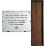 A London Transport enamel BUS GARAGE SIGN 'No unau