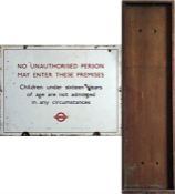 A London Transport enamel BUS GARAGE SIGN 'No unau