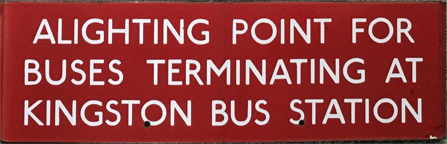 London Transport bus stop enamel Q-PLATE 'Alightin - Image 2 of 2