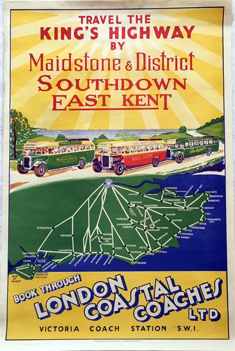 Original 1930s POSTER 'Travel the King's Highway'