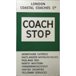 London Coastal Coaches Ltd 1930s-50s enamel COACH STOP SIGN as fitted by London Transport to stops