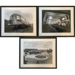 3 large framed London Transport PHOTOGRAPHS comprising Cockfosters Station interior (1934),