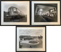 3 large framed London Transport PHOTOGRAPHS comprising Cockfosters Station interior (1934),