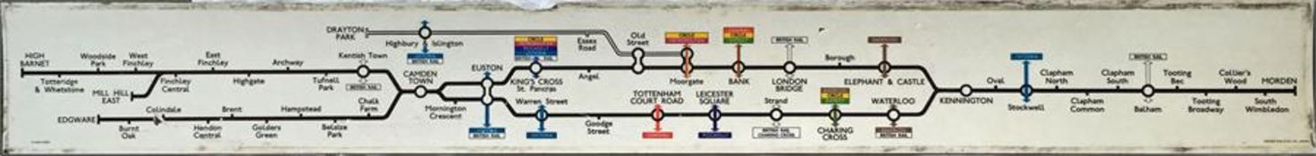 London Underground Northern Line CAR DIAGRAM as located above the seats in a tube carriage Dated