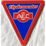 A Routemaster plastic RADIATOR GRILLE BADGE 'AEC Clydemaster' from the batch manufactured for