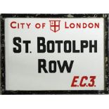 A City of London STREET SIGN from St Botolph Row, EC3, a tiny street between Aldgate High St and