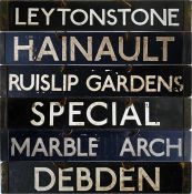 Set of London Underground Standard (pre-1938) Tube Stock enamel DESTINATION PLATES from the