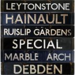 Set of London Underground Standard (pre-1938) Tube Stock enamel DESTINATION PLATES from the