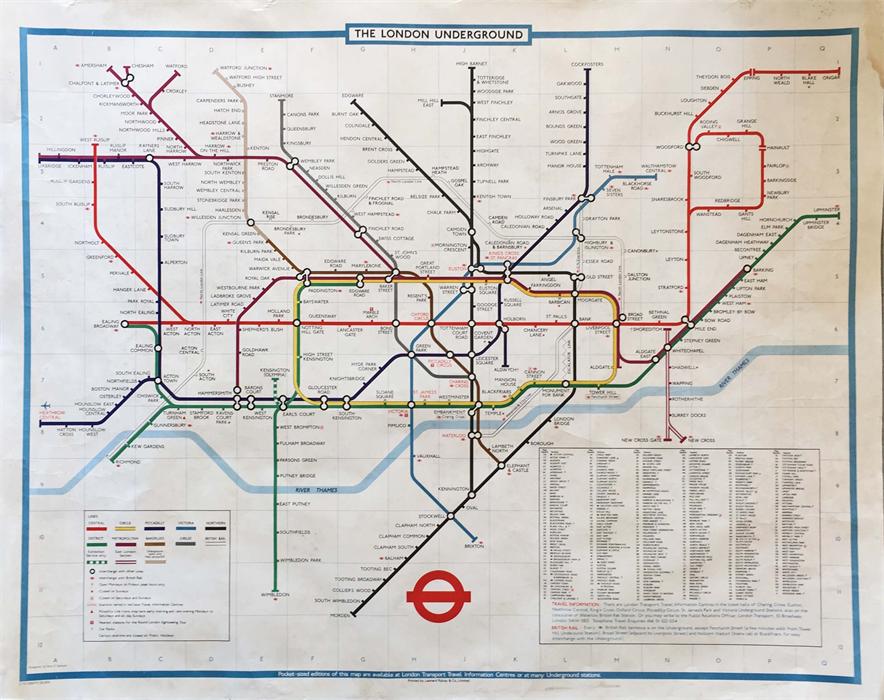 1979 London Underground quad-royal POSTER MAP designed by Paul Garbutt. Shows the Jubilee Line